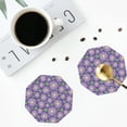 thumbnail image 4 of Honeii Daisies Flowers print Leather Coaster Set of 4, ideal for safeguarding your furniture from drinks spills and effortless cleanup-Octagon, 4 of 6