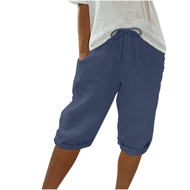 Tranfacy Shorts pour Femmes, Shorts Décontractés pour Femmes, Shorts Unis pour Femmes, Capris Décontractés