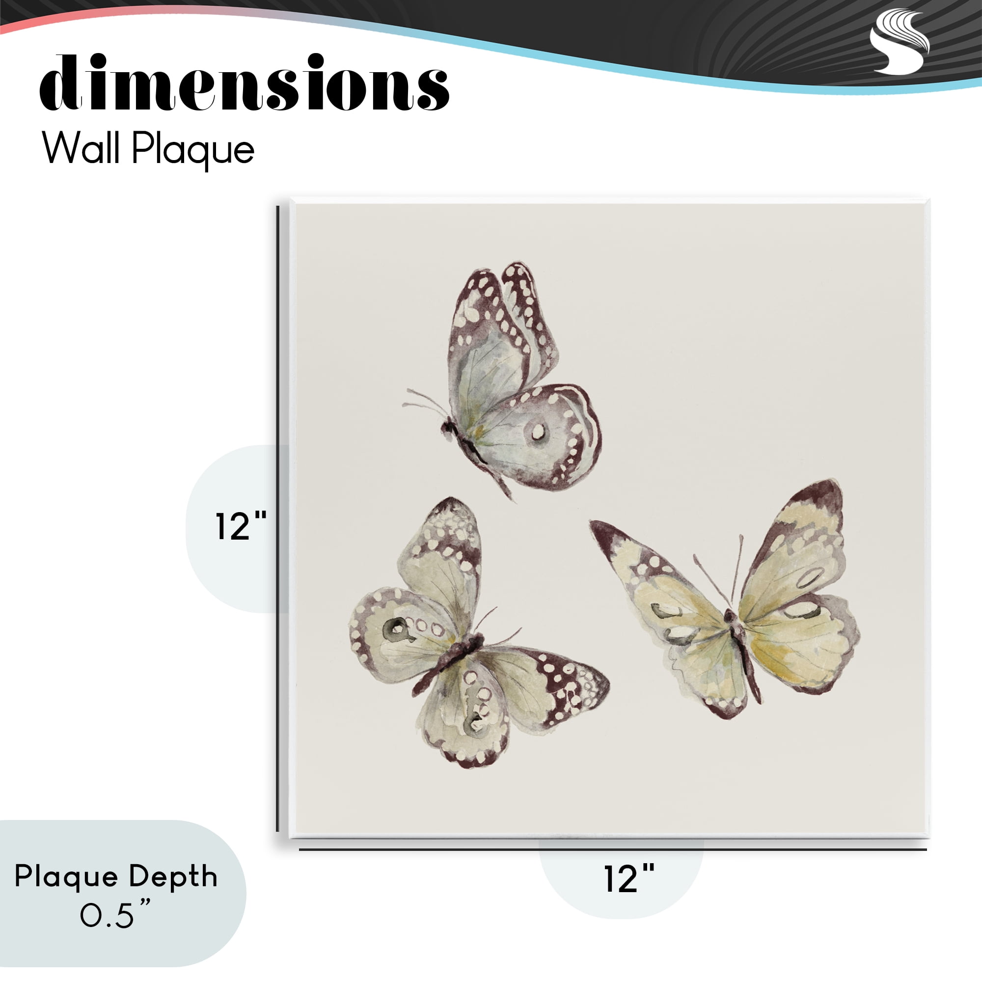 Stupell Industries Isolated Butterflies on Beige Wall Plaque Art, design by Patricia Pinto