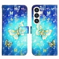 thumbnail image 5 of Dteck for Samsung Galaxy S24 Ultra Case, Shockproof Magnetic 3D PU Leather Wallet Flip Protective Phone Case with Wrist Strap Card Slots Holder Pocket Cover, Blue Butterfly, 5 of 6