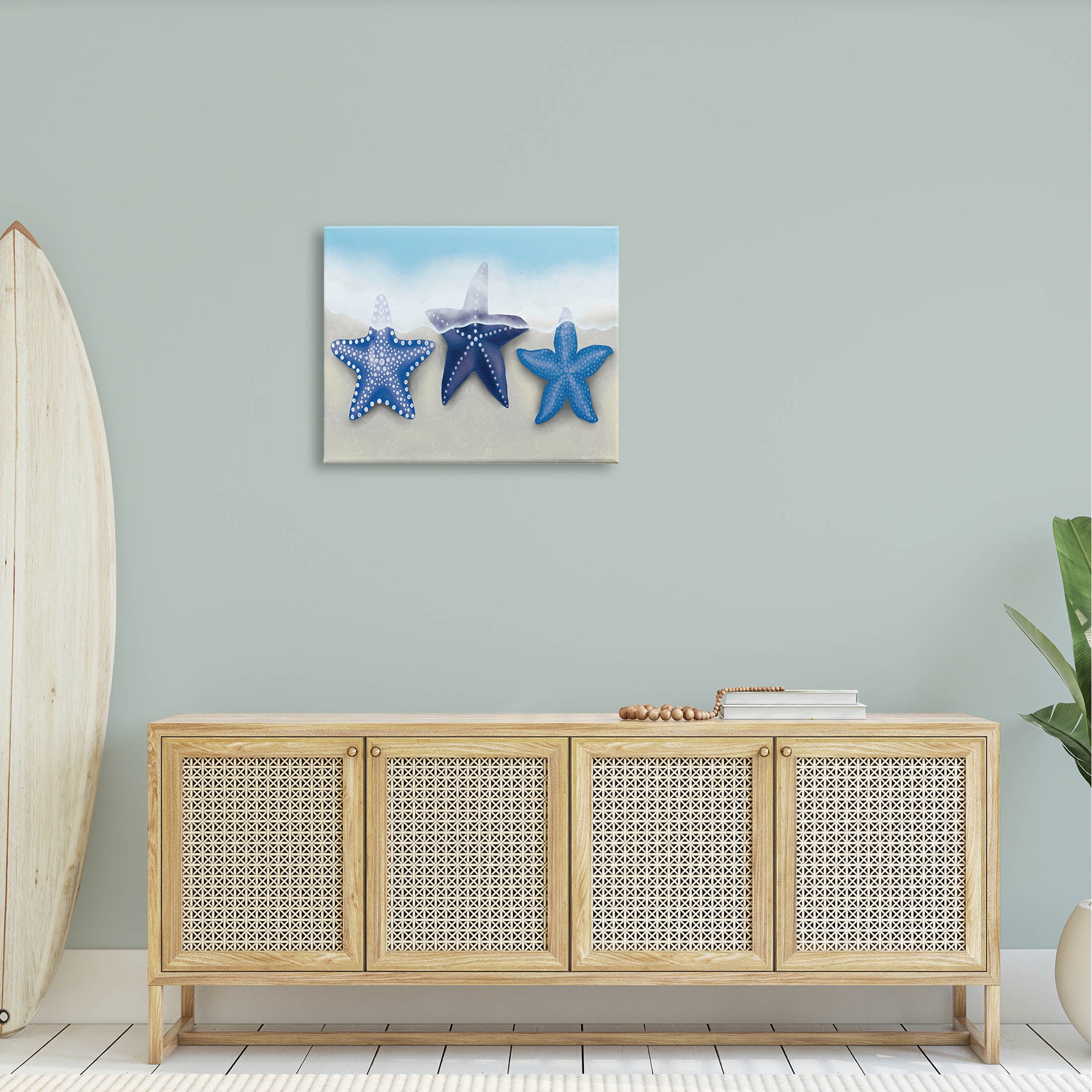 Mixed Blue Starfish Shoreline Animals & Insects Graphic Art Gallery Wrapped Canvas Print Wall Art