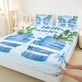 thumbnail image 3 of Manfei Merry Xmas Bed Sheets,Blue Christmas Gloves King Sheets,Red Berry Sheet Set For Men Women,Ultra Soft Home Decor,4 Pieces, 3 of 7