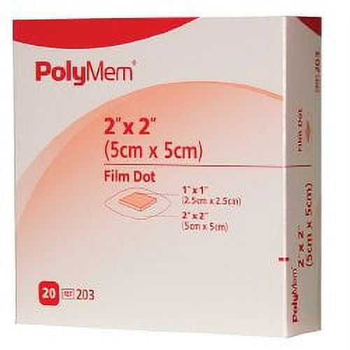 PolyMem Foam Dressing 2 X 2 Inch Square Adhesive with Border Sterile, 203 - Box of 20