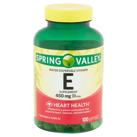 Spring Valley Water Dispersible Vitamin E Supplement Softgels, 450 mg, 100 (Best Natural Vitamin E Supplement)