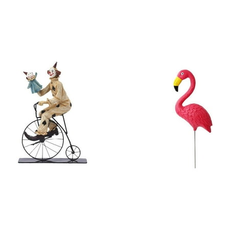 CarpNettore Clown Bird Figurine Statue Sculpture Collection Statuette Ornament for Table Centerpiece Cabinet Dining Room Decor Gift Yard Art Backyard Fairy Garden Accessories Flamingo Garden