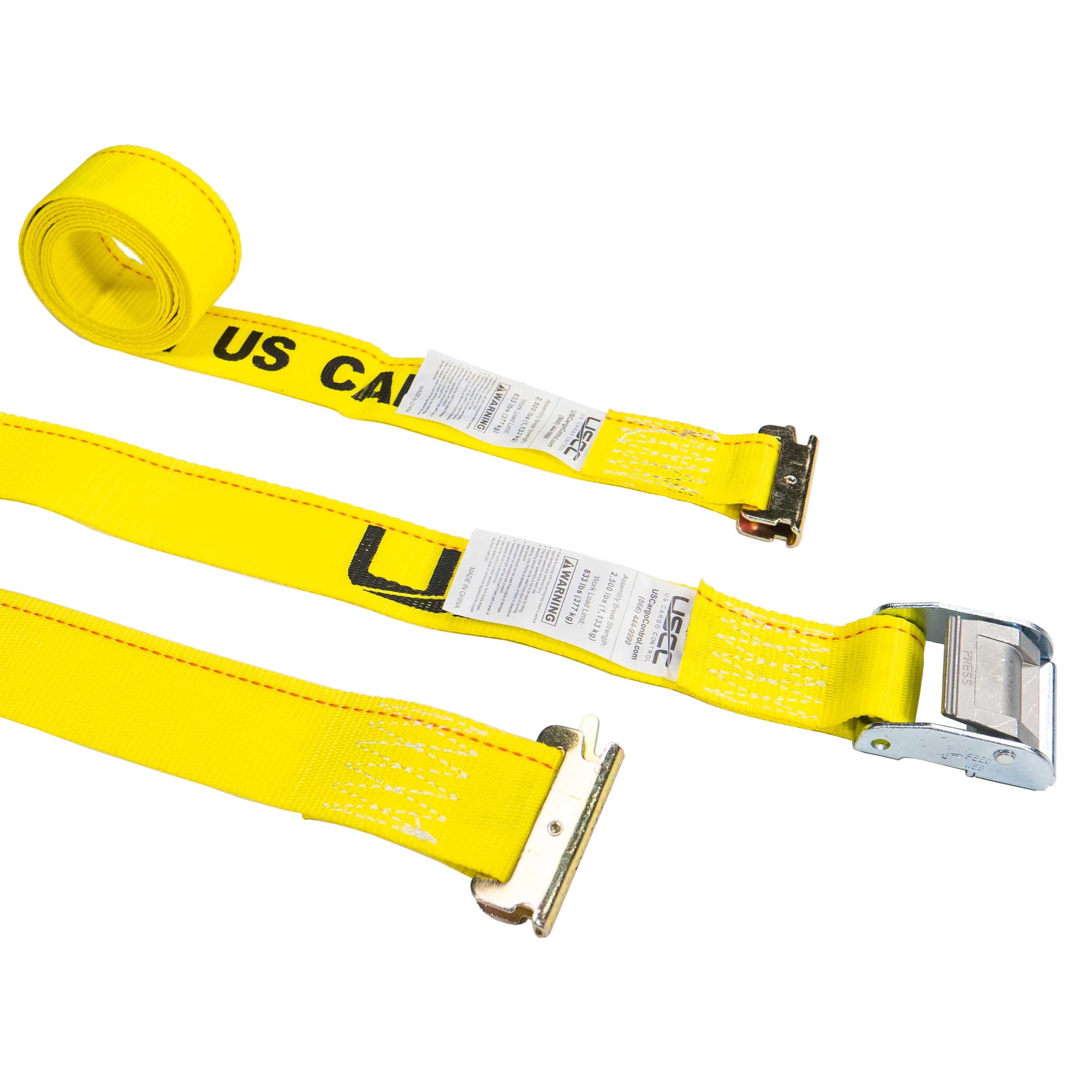 2 x 12 Yellow E-Track Tie Down Straps - Cam Buckle C312SEF