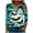 01 Green, variant on Fewfanhot Women's Tops Casual Loose Halloween Fall/Winter Printed T-shirt 3/4 Sleeves V-Neck Blouse