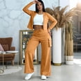 thumbnail image 5 of Qiopertar Women's Casual 2 Piece Outfit Long Sleeve Button Down Cardigan and Loose Wide Leg Cargo Pants with Pockets Tracksuit Set Lounge Travel Comfy Relaxed Oversized, Gold XXL, 5 of 7