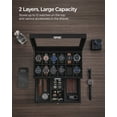 thumbnail image 4 of SONGMICS 12-Slot Watch Box, Lockable Watch Case with Glass Lid, 2 Layers, Black Synthetic Leather, Black Lining, 4 of 6