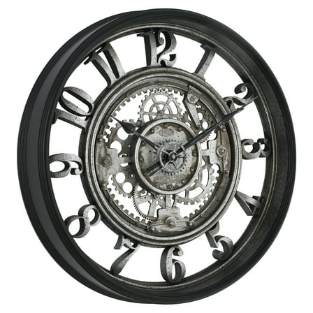 Better Homes & Gardens 20" Indoor Rustic Metal Arabic Moving Gear Analog Wall Clock