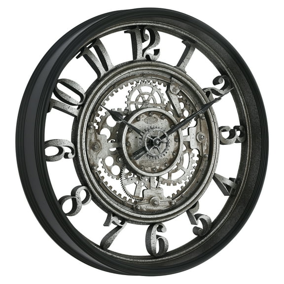 Better Homes & Gardens 20" Indoor Rustic Metal Arabic Moving Gear Analog Wall Clock