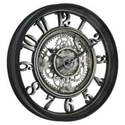 Better Homes and Gardens 20" Indoor Rustic Metal Arabic Moving Gear Analog Wall Clock