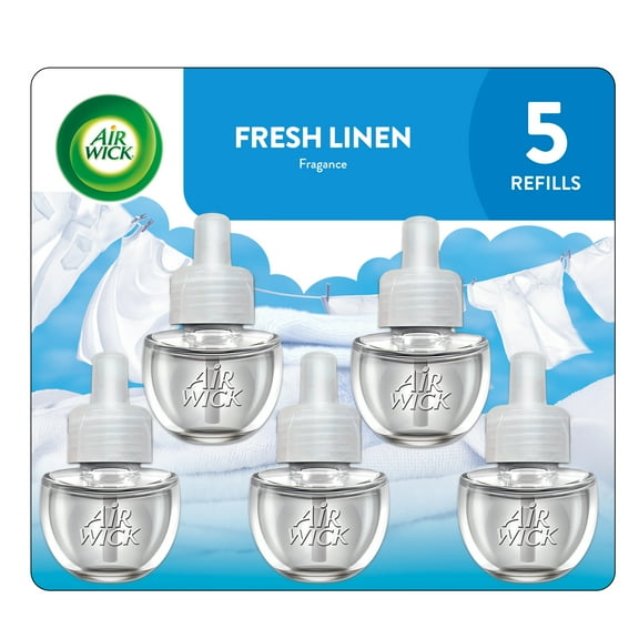 Air Wick Plug-In Scented Oil Air Freshener Warmer Refills, Fresh Linen, 5 Count