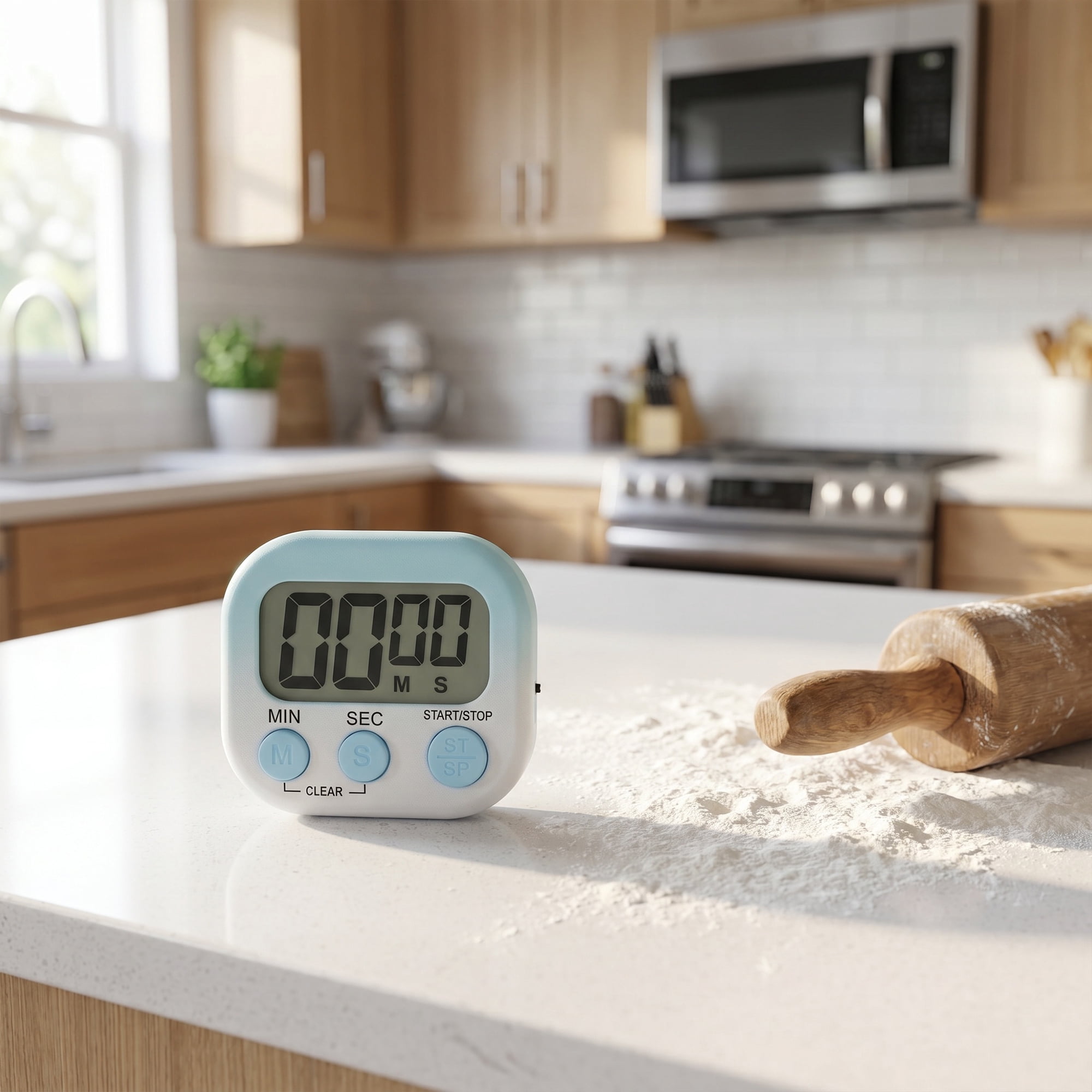 Unique Bargains Kitchen Timer with Loud Alarm and Magnetic Backing for Study Blue-white
