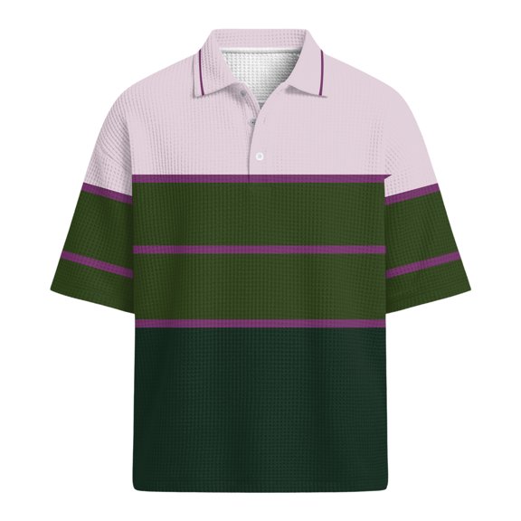 Men's Big & Tall Polo Shirt Lapel Button Solid Color Lightweight Short Sleeve Golf Tee Wine 4XL