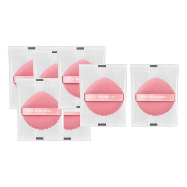 7 esponjas de maquillaje con cojín de aire para polvos, húmedas y secas. Rosa con Bolsa