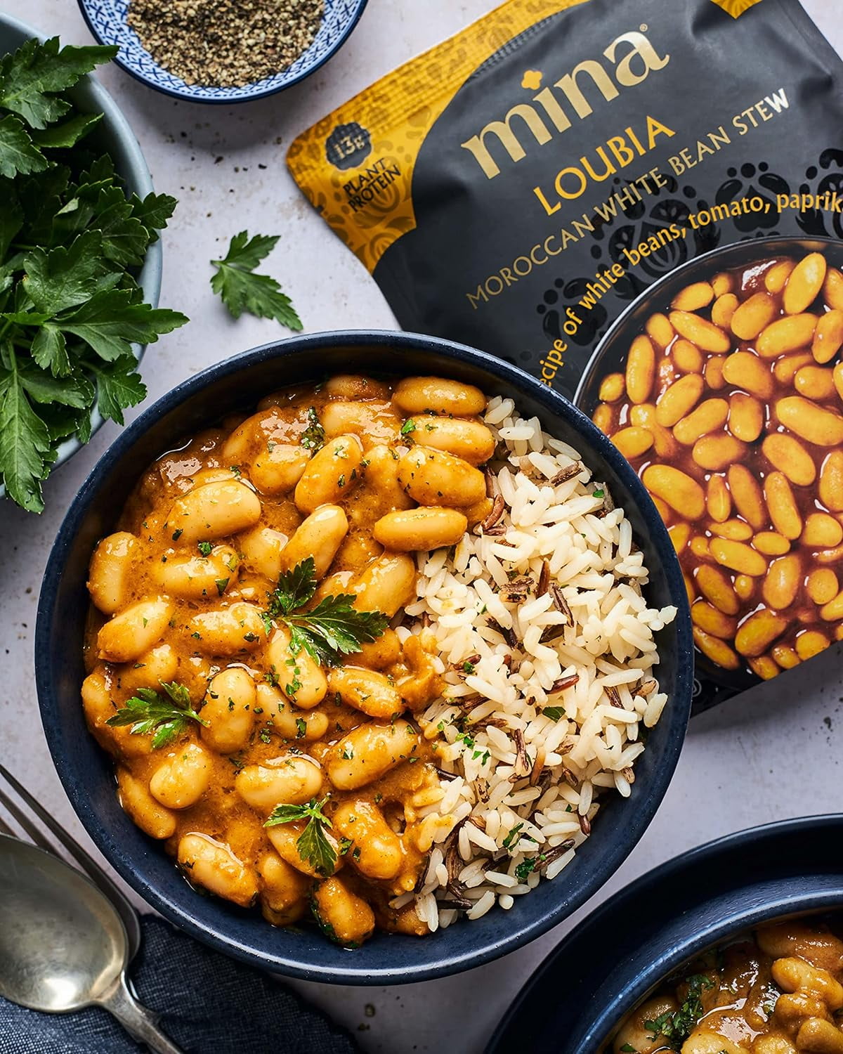 Mina Loubia, Moroccan White Beans - 10 oz, 6 Pack, Vegan, Gluten Free, Ready to Eat Meals