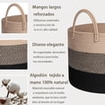 thumbnail image 2 of Cesto de cuerda tejida con asas para lavandería, multiusos, cesta de lavandería plegable tejida,Cesta de Almacenamiento para Ropa Sucia (Beige y negro), 2 of 6