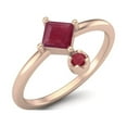 thumbnail image 2 of 4MM Square Shaped Ruby Glass Filled 925 Sterling Silver Rose Vermeil Platinum Plated Women Valentines Day Gifts Stackable Ring, 2 of 3