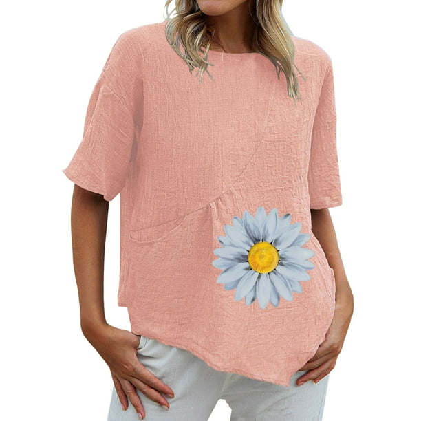 Moda Mujer Verano Casual Manga Corta Cuello Redondo Estampado Blusa Camiseta Wmkox8yi bvn1258
