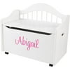 KidKraft - Personalized Limited Edition White Toy Box, Pink Script Girl's Name
