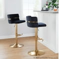 thumbnail image 3 of Cinch Glam/Art Deco Adjustable Barstool with Swivel in Gold Metal and Black Velvet with Rounded T Footrest by LumiSource - Set of 2, 3 of 4