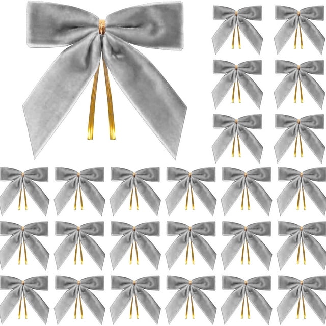 Burgundy Velvet Christmas Bows - 25 Pack for Tree, Wreath, Gift Wrapping & Holiday Crafts