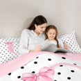 thumbnail image 4 of Manfei Bow Letter Print C Queen Comforter Set,Minimalist Geometric Polka Dot Comforter Sets Queen,Pink Reversible,3-Piece,1 Comforter and 2 Pillowcases, 4 of 7