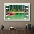 thumbnail image 2 of wall26 Canvas Print Wall Art Window View Landscape Red Boat on Forest Lake Nature Wilderness Photography Modern Art Rustic Scenic Colorful Multicolor for Living Room, Bedroom, Office - 24"x36&qu, 2 of 5