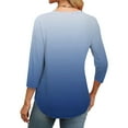 thumbnail image 4 of Comdrip Three Quarter Sleeve Tops Woman, 3/4 Length Sleeve Womens Tops Round Neck Casual Tops Basic Pleated Shirts Loose Fit 2025 3/4 Sleeve Tops for Women Sky Blue L, 4 of 8