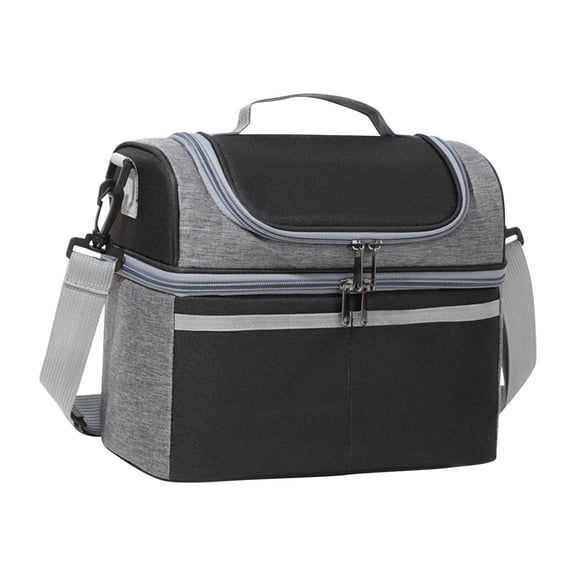 Portable Lunch Cooler Bag, Insulated Lunch Box with Handle and Shoulder Strap, Oxford Cloth Reusable Lunch Tote, Leakproof Lunch Bag for Work, Travel, Picnic, and Camping