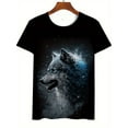 thumbnail image 5 of Men's Wolf 3D Print Pattern T-Shirt, Casual Crew Neck Short Sleeve, Sports Short Sleeve, Running Top, Slim Fit Style, Knitted Fabric with Slight Elasticity, Animal Theme T-Shirt, 5 of 5