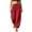 Red #140, variant on Women's Harem Pants Lightweight Loose Fit Drawstring Waist Side Pockets Cuffed Ankle Casual Summer Lounge Trousers, S