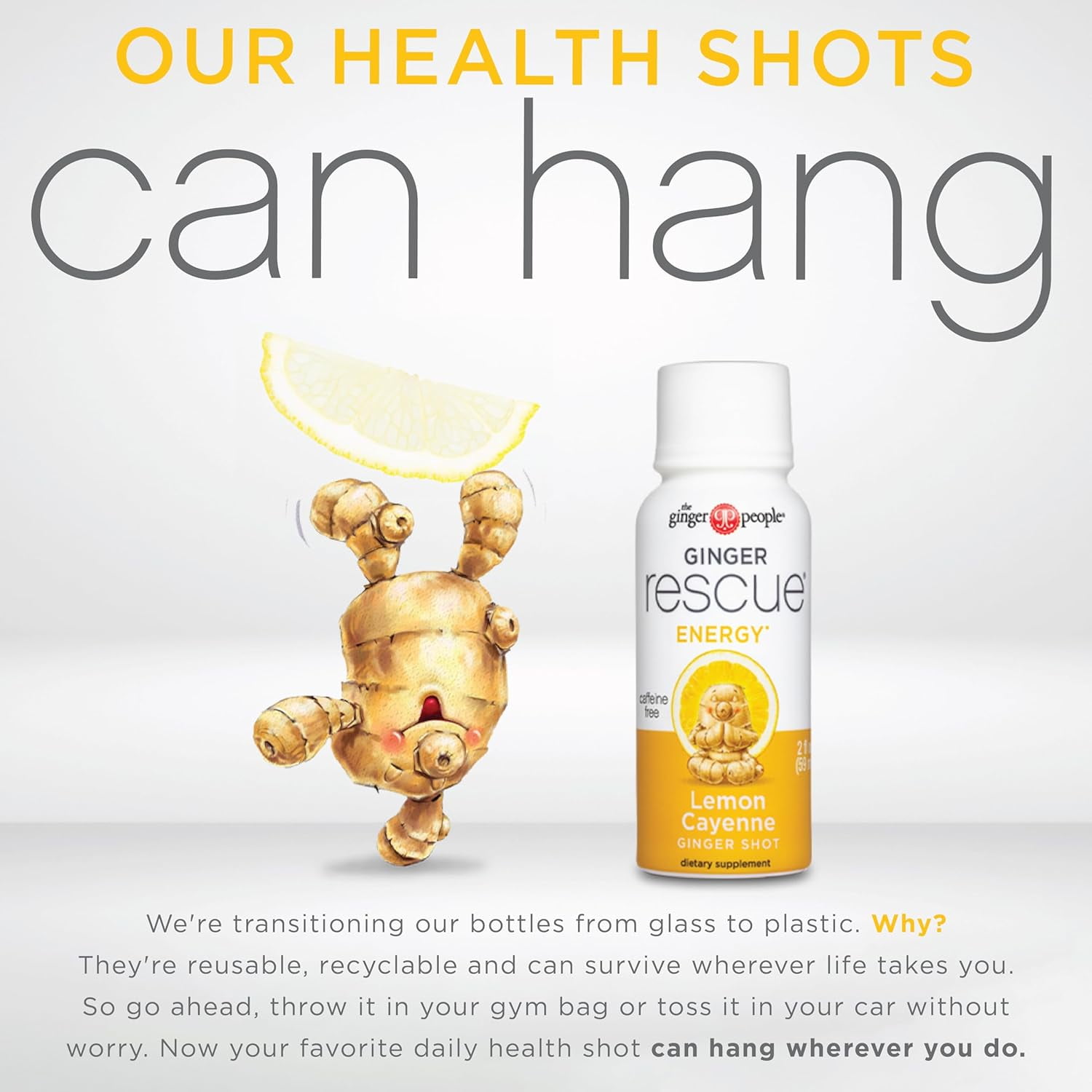 The Ginger People Lemon & Cayenne Ginger Rescue Shots – Immunity Boosting, Caffeine Free Energy, Digestive Heath Drink, 2 Fl Oz (Pack of 12)