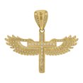 thumbnail image 2 of 10K Two Tone Gold CZ Unisex 1.25" Religious Charm Latin Cross w/ Wings Pendant, 2 of 3