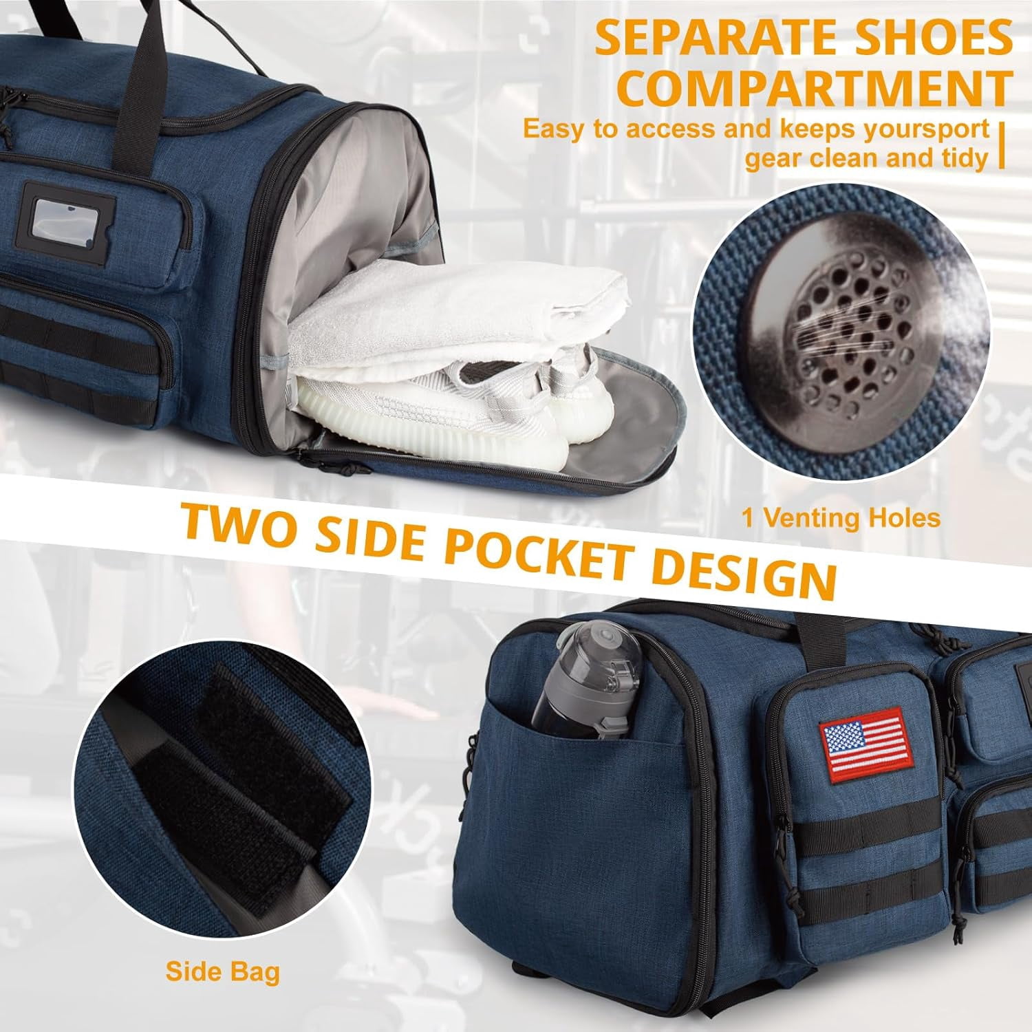 27.5In Expandable Gym Bag For Men,58L Large 3 in 1 Sports Travel Duffle Bag With Shoes Compartment,Water Resistant Sports Gym Tote Bags Multi-functional Travel Backpack Overnight Bag