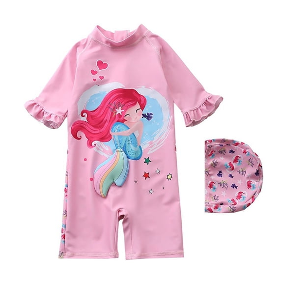 shoper Swimsuit for Girls 5t Girls Swimsuit Ruffle Bathing for Toddler Kids Child Youth Swimming Beach Wear Pink 6-7 Years