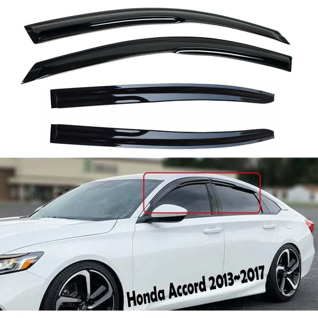 GFDYREE JDM Wavy Mugen Window Deflector Compatible with 2013-2017 Honda Accord Window Visor Outside Mount 4 Pcs