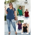 thumbnail image 3 of Womens Plus size Top V Neck Short Ruffled Cap Sleeves T Shirts Loose Summer Tops For Women With Neckline Shirred XL-5XL, 3 of 11