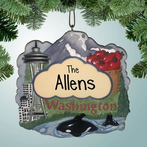 Personalized Washington State Ornament/Magnet Christmas Ornament - Seattle - Travel - Trip to WA - Space Needle - Mount Rainier - Puget Sound - PNW