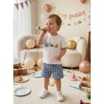 thumbnail image 5 of BemeyourBBs Toddler Baby Boy Birthday Outfits 1 2 3 4 Years Old Birthday Summer Clothes Short Sleeve Excavator Truck Vehicles Embroidery T Shirt Plaid Shorts Set Toddler Boys Summer Outfit, 5 of 9