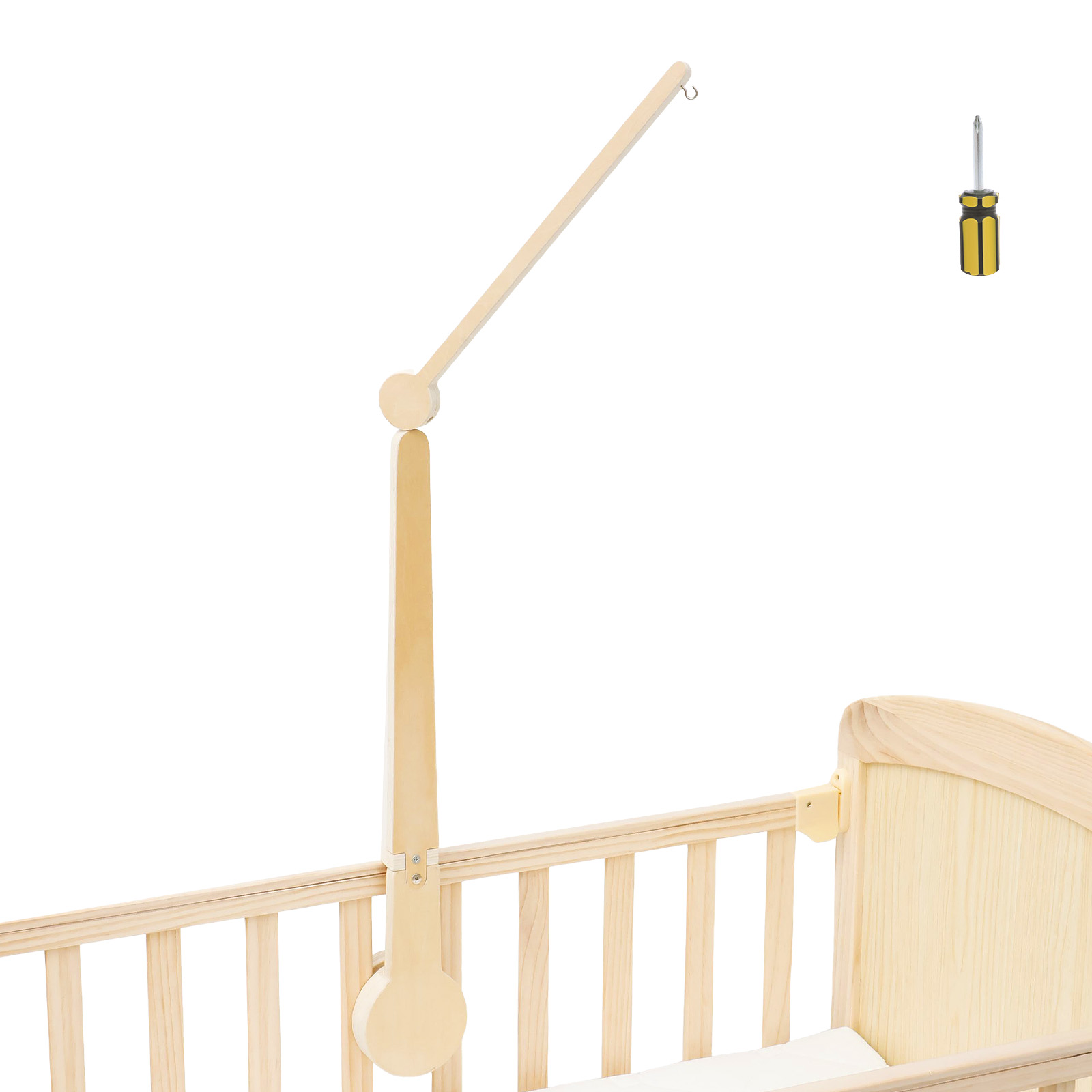 Wekvgz Wood Crib Mobile Arm with 2 Heights Practical Baby Crib Mobile Arm Easy to Install for Hanging Bed Bell Baby Bed Toys