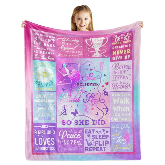 LHSHID Gymnastics Gifts Girls Kids Gymnastics Blanket Gymnastics Gifts for Girls Teens Daughter Birthday Christmas Fleece Blanket 30x40in