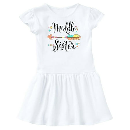 

Inktastic Middle Sister- dots and arrow Gift Toddler Girl Dress