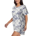 thumbnail image 2 of Susaid Indigo Tie Dye Print Women's Pajama Set, Button-Up Sleepwear with Elastic Waist Shorts, Perfect for Lounging, Yoga, Beach, and Casual Wear-XX-Large, 2 of 7