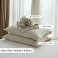 thumbnail image 5 of Simple&Opulence 100% French Linen Sheet Set Breathable Durable for Hot Sleepers Bedding 4 Pcs Set-1 Flat Sheet,1 Fitted Sheet,2 Pillowcases with Hemstitch Lace Embroidery Design (Linen, King), 5 of 8