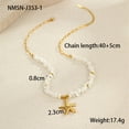 thumbnail image 2 of NICKSUN 18K Gold-Plated Stainless Steel Starfish & White Shell Lockbone Necklace - Coastal-Inspired Minimalist Chain for Women, 2 of 4