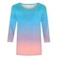 thumbnail image 4 of CYMMPU Women's Gradient Color Flowy Blouse 3/4 Length Sleeve Summer Fall Tunic Tops Shirts Business Work Blouses Basic Tees Crewneck Casual 2025 Clothes Pink XXXL, 4 of 5