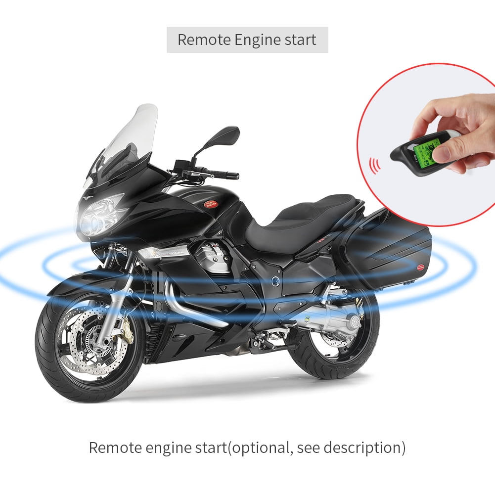 EASYGUARD EM211 2 Way Motorcycle Alarm System with Remote Start Starter Shock Sensor tilt Motion Sensor DC12V LCD Display
