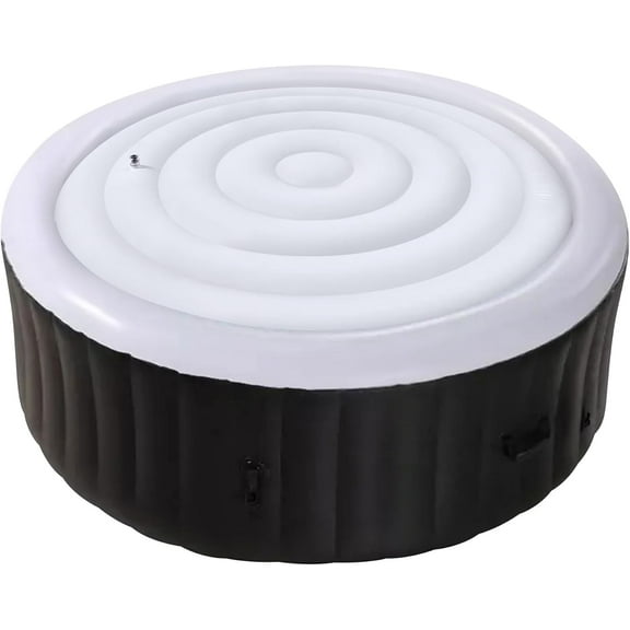 EBAOKUUP 4.5 Ft Inflatable Hot Tub Cover- Energy Saving Lid for Round Hot Tub- Foldable Protective Rain Overflow Cover for Outdoor Inflatable Hot Tubs